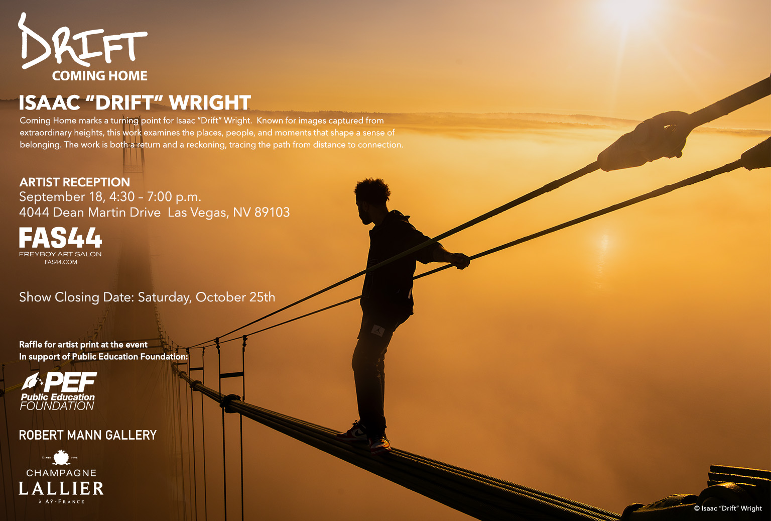 Drift Coming Home By Isaac Wright starts 18th Sept running till 25th Oct 2025 at FAS44 - Frey Boy ART Salon